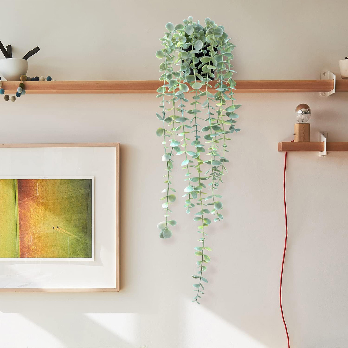 Desk Setup Plants - Künstliche Efeu- und Eukalyptus-Hängepflanzen aus Kunststoff