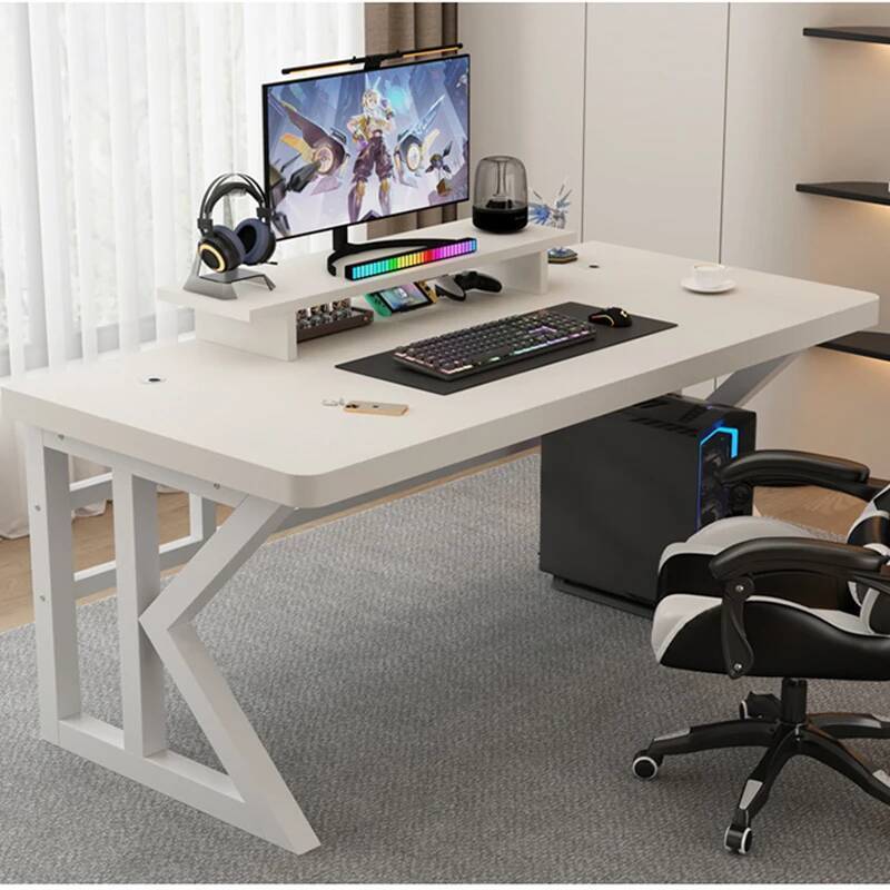 Desk Setup With Laptop And Monitor - Geformter L-Gaming-Schreibtisch, biegsamer Laptop-Tisch im Bett,