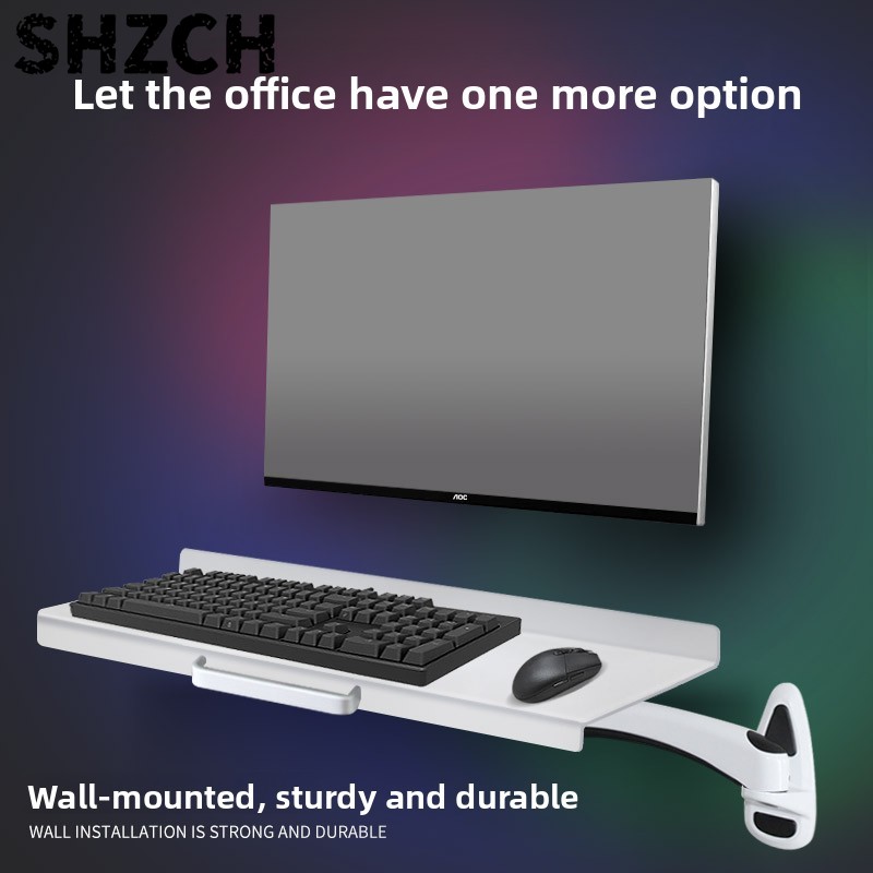 Desk Setup With Keyboard Tray - Industrielle Wandmontierte Tastaturablage, Robuster Ergonomischer Mausständer
