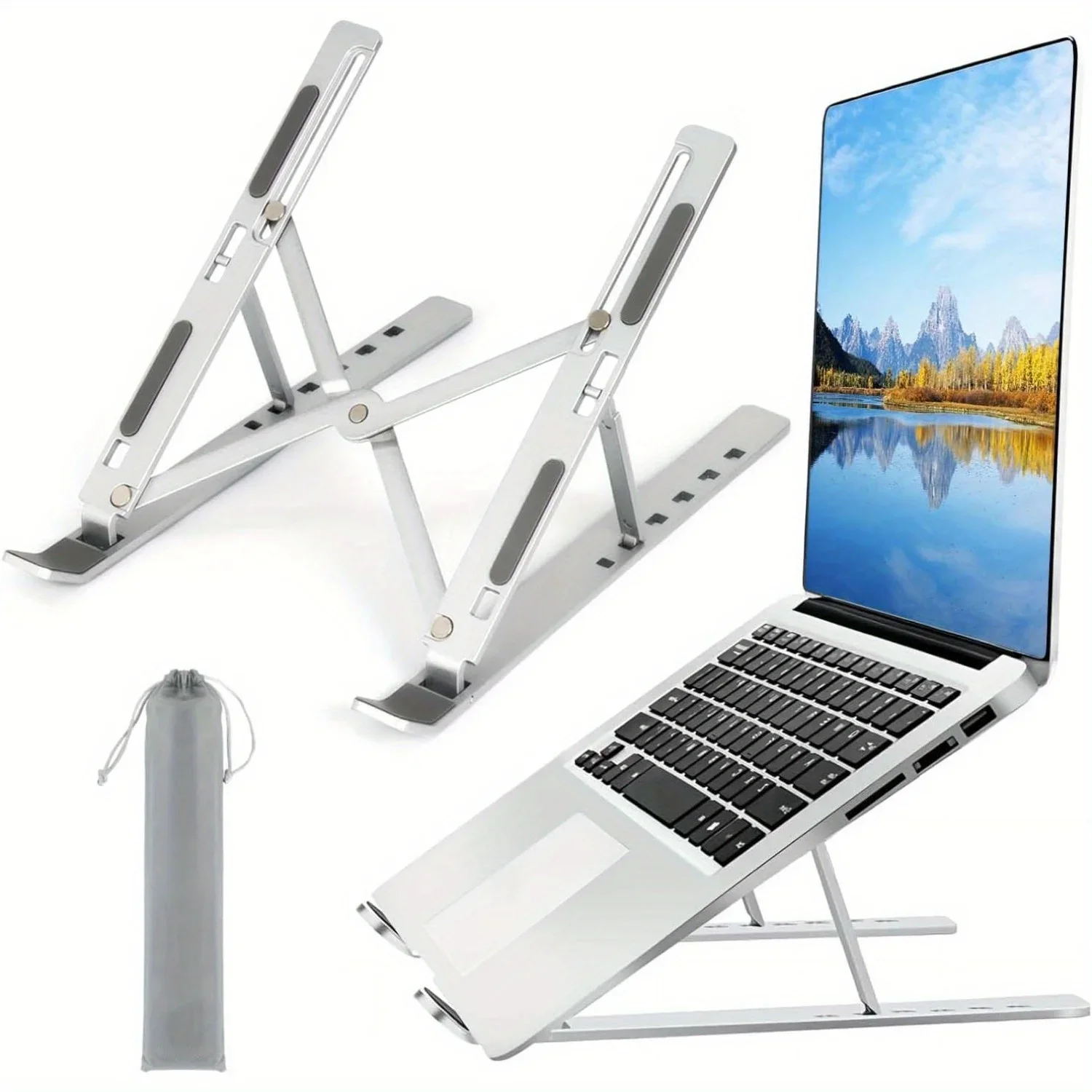 Desk Setup Macbook - Faltbarer Aluminium-Laptop-Ständer Ergonomischer Kühlender Notebook-Halter Tragbarer