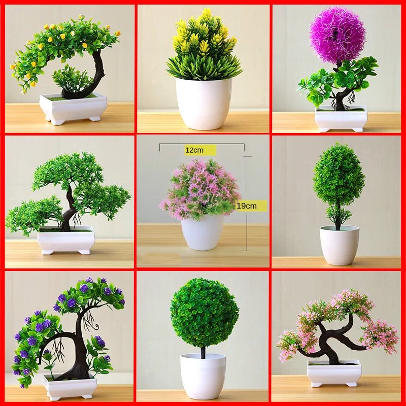 Desk Setup Plants - Künstlicher Kleiner Baum Topfpflanze Gefälschte Bonsai-Pflanzen