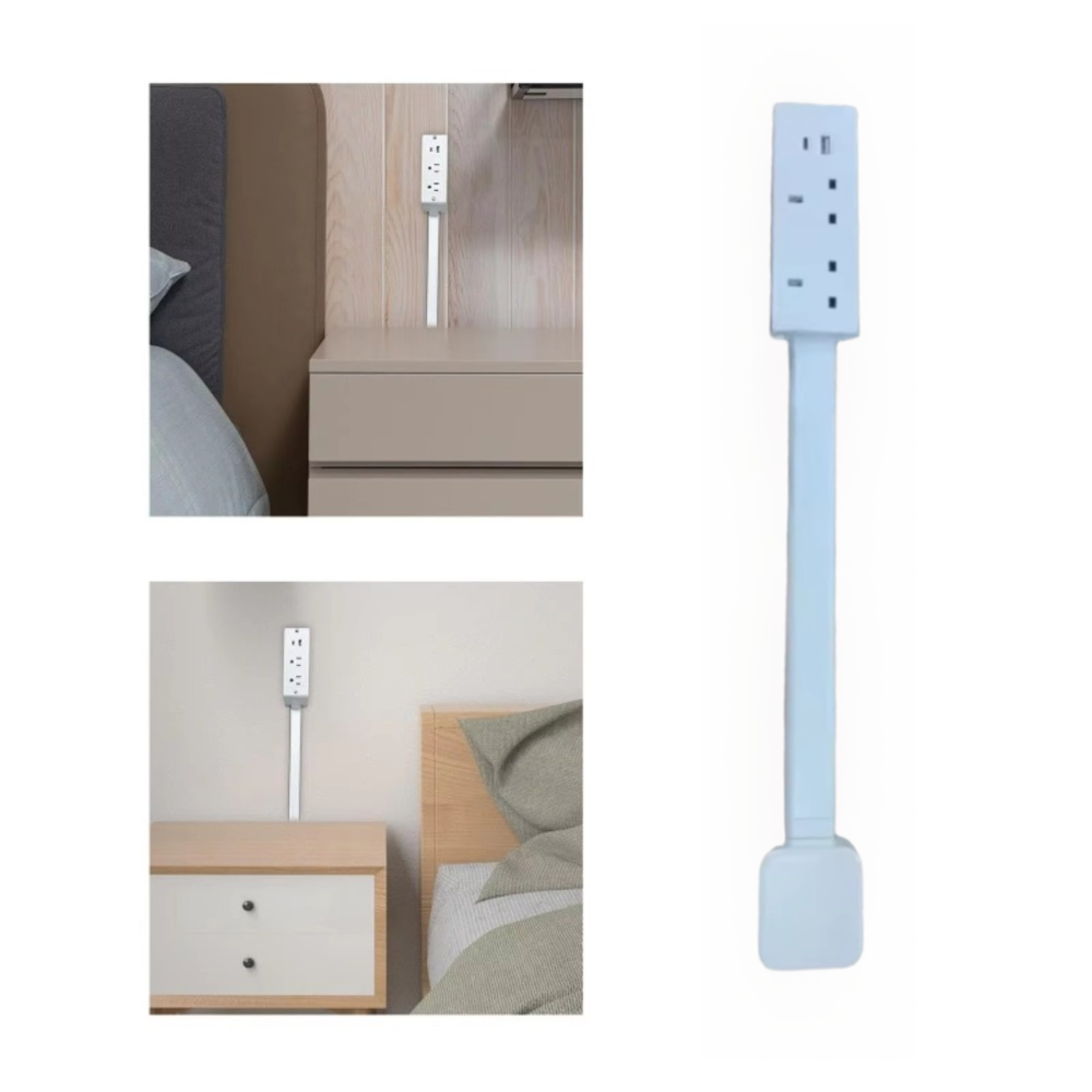 Power Strip Flat - 180° drehbar ° Steckdosenverlängerung, weiß, längenverstellbar,