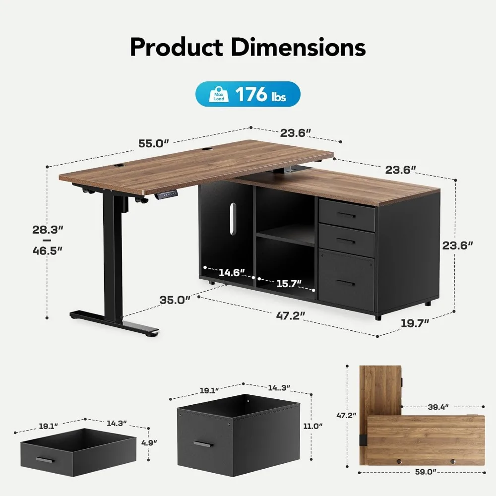HUANUO 55 Zoll L-förmiger Steh – Desk Setup Height Bewertung und Preis