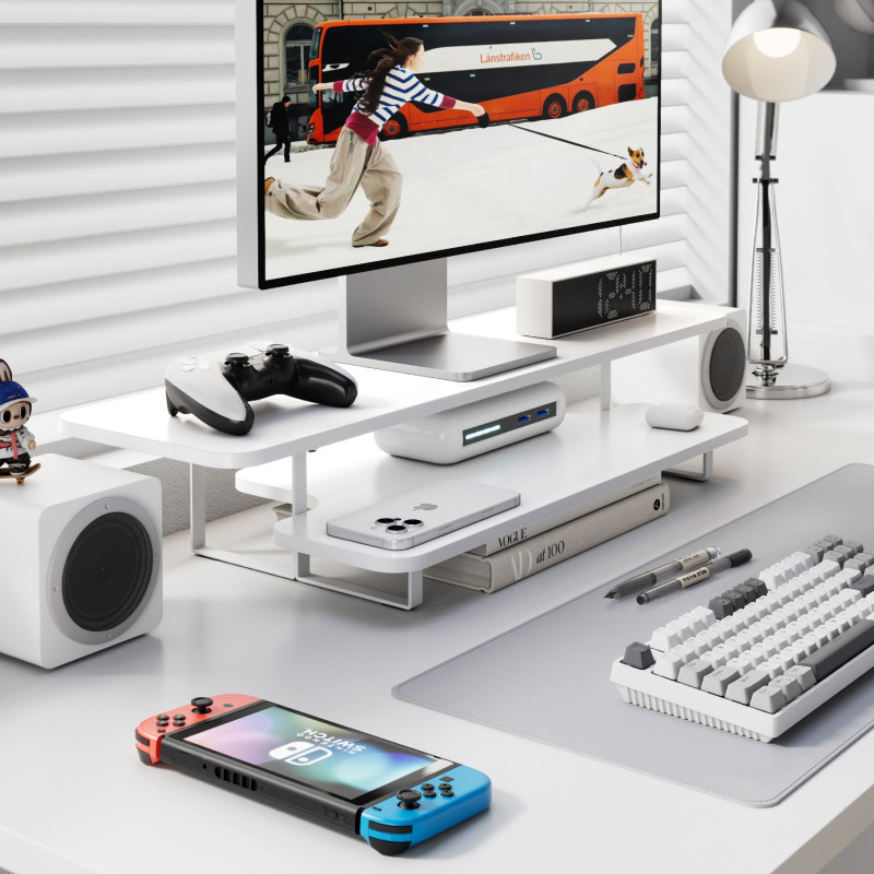 Monitorständer in Walnuss-Opti – Desk Setup With Laptop And Monitor Bewertung und Preis