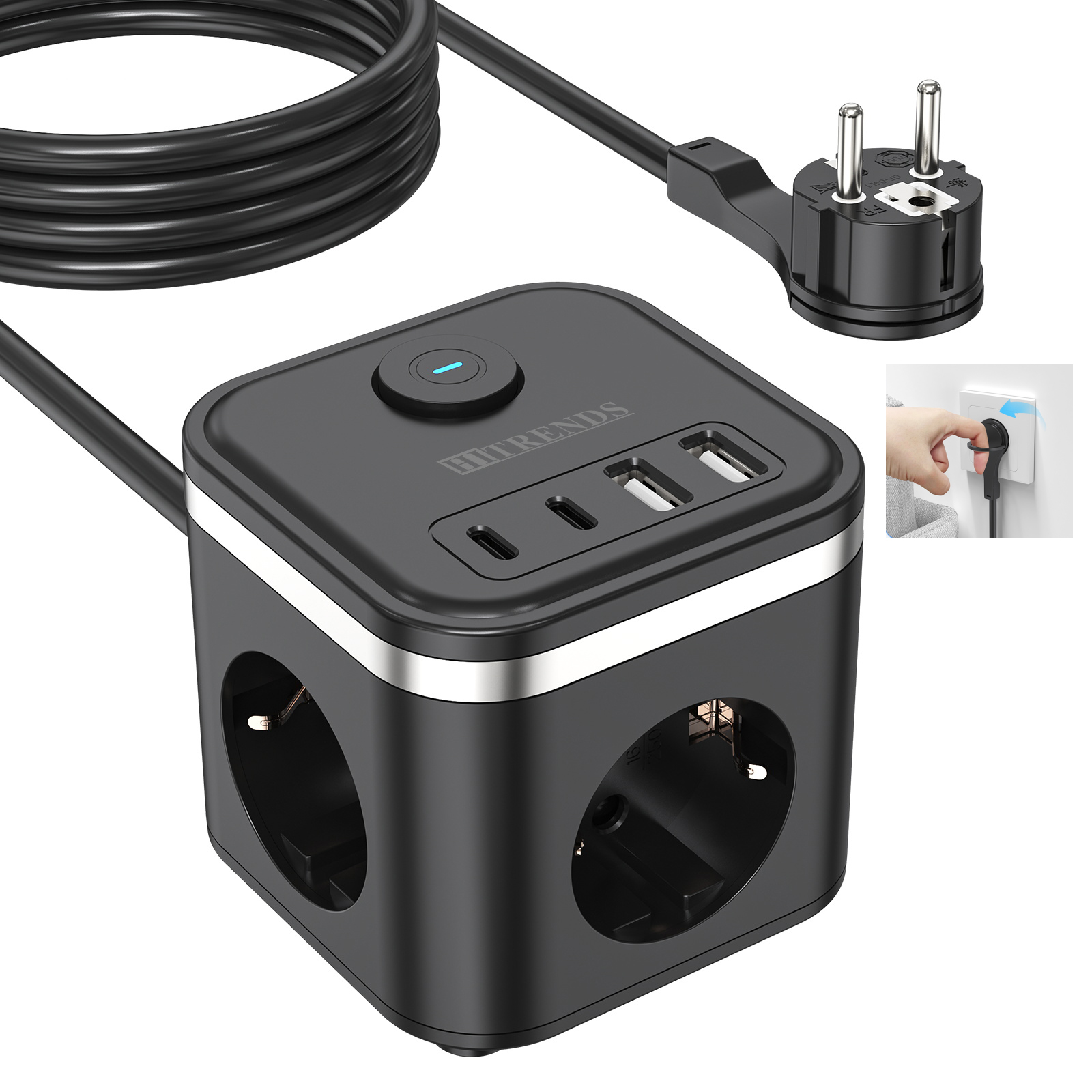 3680 W EU-Steckdosenleiste mit – Power Strip Flat Bewertung und Preis