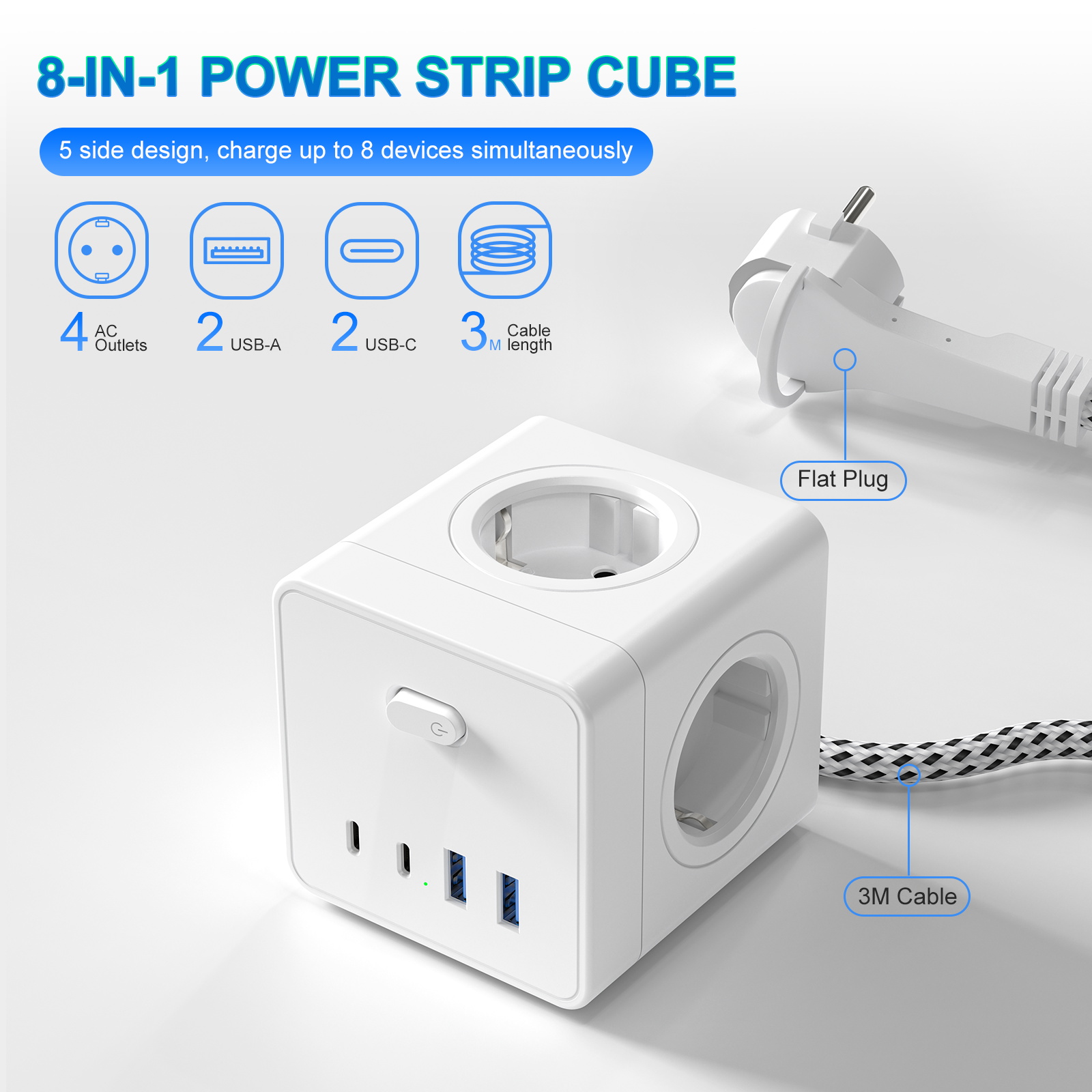 HITRENDS 8-in-1 Würfel-Steckdo – Power Strip Flat Bewertung und Preis